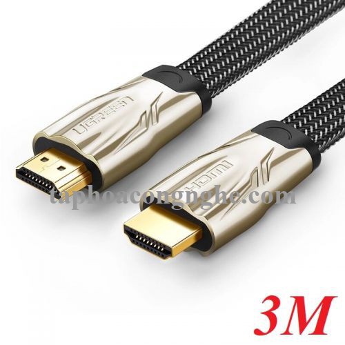 Ugreen 10253 3M màu Đen Cáp tín hiệu HDMI vỏ bọc lưới cao cấp cáp dẹt HD102 30010253